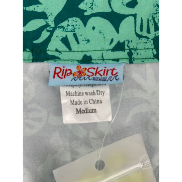 RipSkirt Floral Hibiscus Short Length 1 Adjustable Wrap Skirt Size Medium Green - Picture 4 of 7